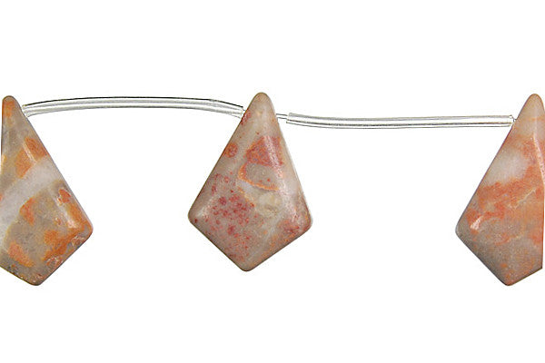 Sunset Jasper Beads - Diamond Briolette - 15x22mm - 16-inch - unbranded beads for jewelry making
