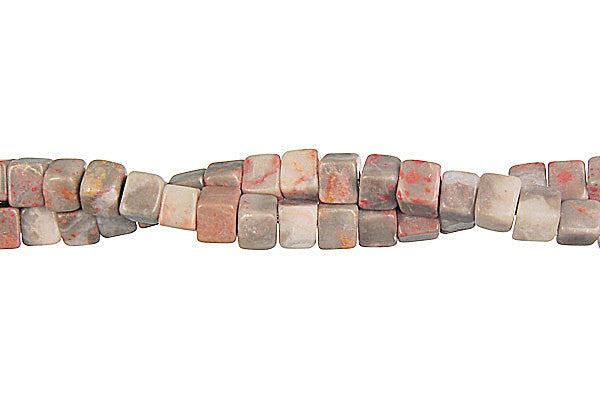 Sunset Jasper Beads - Cube - 4x4mm - 16-inch - unbranded beads for jewelry making