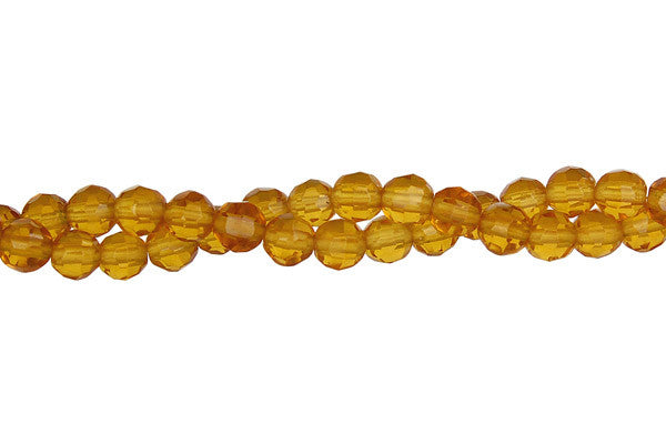 Amber Quartz Glass Beads - Faceted Round - 4mm - 16-inch - unbranded beads for jewelry making
