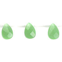 Green Jade Quartz Glass Beads - Light Green Jade Quartz Faceted Flat Briolette - 10x14mm - 16-inch - unbranded beads for jewelry making