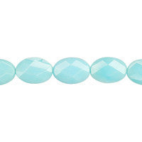 Turquoise Quartz Glass Beads - Turquoise Light Quartz Faceted Flat Oval - 10x14mm - 16-inch - unbranded beads for jewelry making