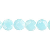 Turquoise Quartz Glass Beads - Turquoise Light Quartz Faceted Coin - 12x12mm - 16-inch - unbranded beads for jewelry making