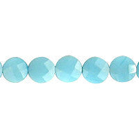 Turquoise Quartz Glass Beads - Turquoise Light Quartz Faceted Coin - 10x10mm - 16-inch - unbranded beads for jewelry making