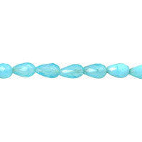 Turquoise Quartz Glass Beads - Turquoise Light Quartz Faceted Briolette Vertical Drilled - 6x9mm - 16-inch - unbranded beads for jewelry making