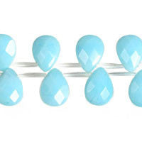 Turquoise Quartz Glass Beads - Turquoise Light Quartz Faceted Flat Briolette - 6x9mm - 16-inch - unbranded beads for jewelry making
