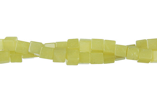 Olive Jade Beads - Light) Cube - 4x4mm - 16-inch - unbranded beads for jewelry making