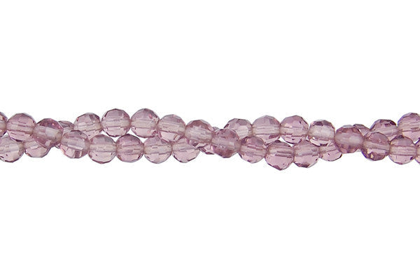 Amethyst Quartz Glass Beads - Faceted Round - 4mm - 16-inch - unbranded beads for jewelry making