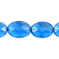 London Blue Quartz Glass Beads - Faceted Flat Oval - 15x20mm - 16-inch - unbranded beads for jewelry making