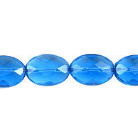 London Blue Quartz Glass Beads - Faceted Flat Oval - 12x16mm - 16-inch - unbranded beads for jewelry making