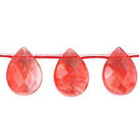 Cherry Quartz Beads - Faceted Flat Briolette - 13x18mm - 16-inch - unbranded beads for jewelry making