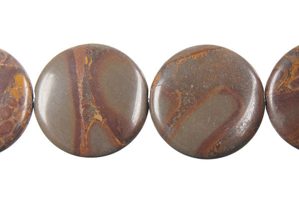 Golden Jasper Beads - Coin - 20x20mm - 16-inch - unbranded beads for jewelry making