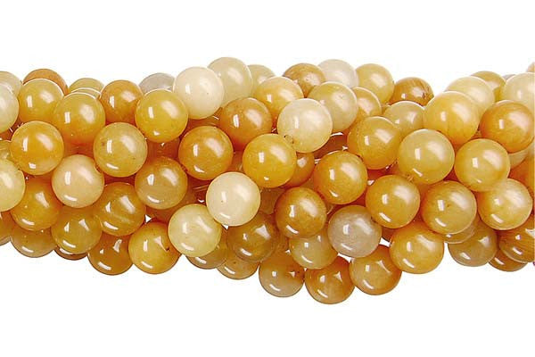 Yellow Jade Beads - Round - 6mm - 16-inch - unbranded beads for jewelry making