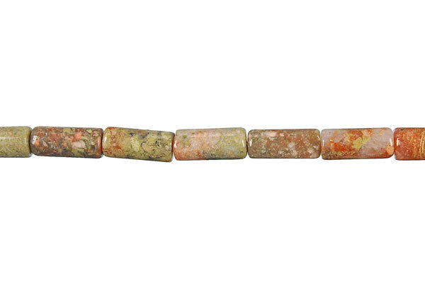 Unakite Beads - Tube - 6x13mm - 16-inch - unbranded beads for jewelry making