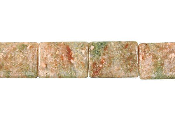 Unakite Beads - Puffy Rectangle - 7x10mm - 16-inch - unbranded beads for jewelry making