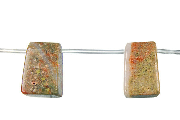 Unakite Beads - Rectangle Pendant - 18x25mm - 16-inch - unbranded beads for jewelry making
