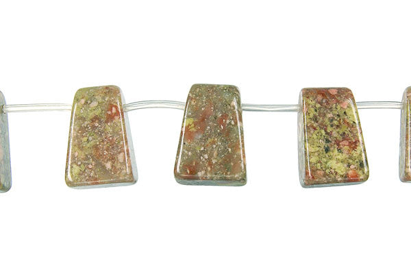 Unakite Rectangle Pendant Beads - 15x20mm - 16-inch - unbranded Unakite pendant for jewelry making