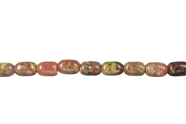 Unakite Beads - Drum - 6x9mm - 16-inch - unbranded beads for jewelry making