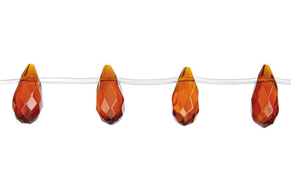 Amber Quartz Glass Beads - Faceted Thin Briolette - 8x16mm - 16-inch - unbranded beads for jewelry making