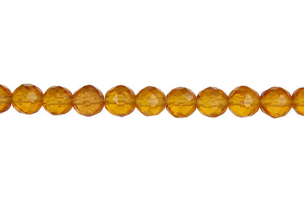 Amber Quartz Glass Beads - Faceted Round - 6mm - 16-inch - unbranded beads for jewelry making