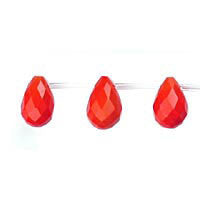 Coral Quartz Glass Beads - Faceted Briolette - 10x14mm - 16-inch - unbranded beads for jewelry making