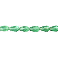 Green Quartz Glass Beads - Faceted Briolette Vertical Drilled - 6x9mm - 16-inch - unbranded beads for jewelry making