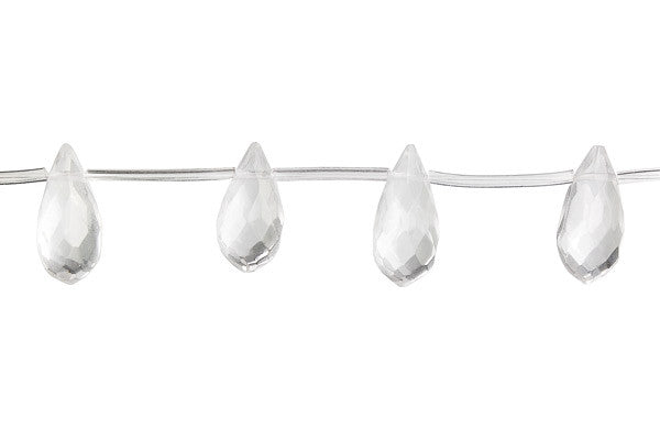 Clear Quartz Beads - Faceted Thin Briolette - 8x16mm - 16-inch - unbranded beads for jewelry making