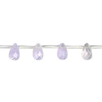 Lavender Quartz Glass Beads - Faceted Briolette - 6x9mm - 16-inch - unbranded beads for jewelry making