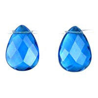 Royal Blue Quartz Glass Beads - Faceted Flat Briolette - 18x25mm - 8-inch - unbranded beads for jewelry making