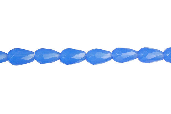 Blue Quartz Glass Beads - Faceted Briolette Vertical Drilled - 6x9mm - 16-inch - unbranded beads for jewelry making