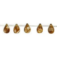 Coffee Quartz Glass Beads - Faceted Briolette - 6x9mm - 16-inch - unbranded beads for jewelry making