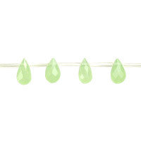 Green Jade Quartz Glass Beads - Light Green Jade Quartz Faceted Briolette - 6x9mm - 16-inch - unbranded beads for jewelry making