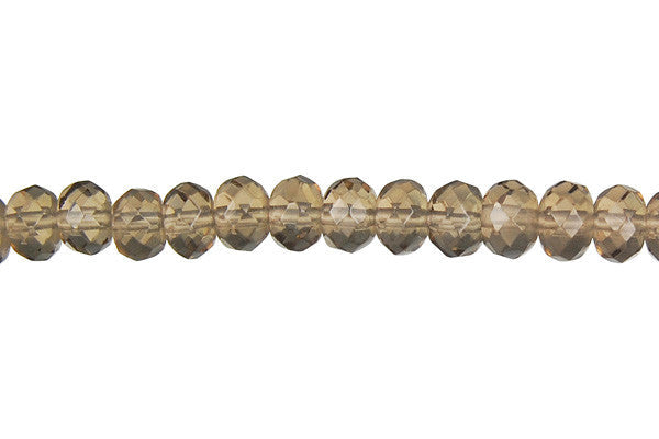Smoky Quartz Glass Beads - Faceted Rondelle - 4x6mm - 16-inch - unbranded beads for jewelry making
