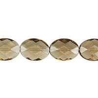 Smoky Quartz Glass Beads - Faceted Flat Oval - 10x14mm - 16-inch - unbranded beads for jewelry making