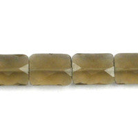 Smoky Quartz Glass Beads - Faceted Rectangle - 7x10mm - 16-inch - unbranded beads for jewelry making
