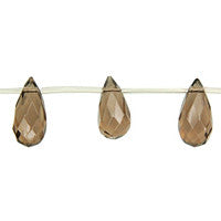 Smoky Quartz Glass Beads - Faceted Thin Briolette - 8x16mm - 16-inch - unbranded beads for jewelry making