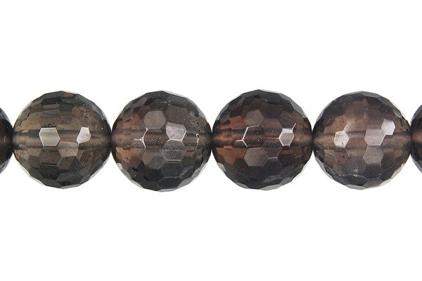 Smoky Quartz Glass Beads - Faceted Round - 14mm - 16-inch - unbranded beads for jewelry making