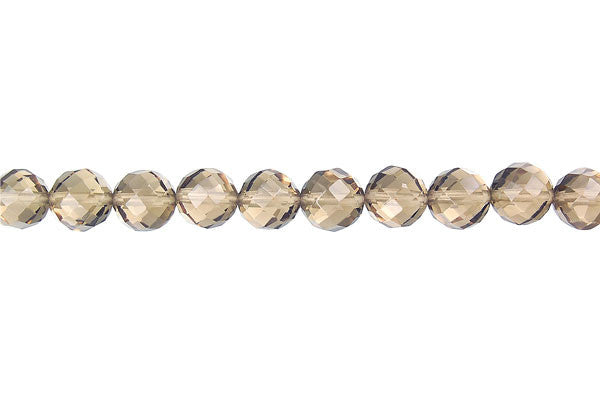 Smoky Quartz Glass Beads - Faceted Round - 10mm - 16-inch - unbranded beads for jewelry making
