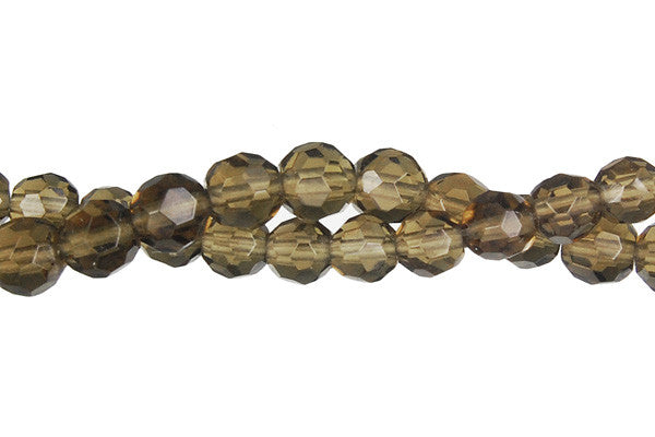 Smoky Quartz Glass Beads - Faceted Round - 8mm - 16-inch - unbranded beads for jewelry making