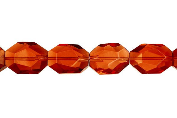 Amber Quartz Glass Beads - Super Faceted Nugget - 14x19mm - 16-inch - unbranded beads for jewelry making
