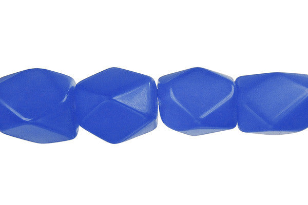 Blue Quartz Glass Beads - Faceted Nugget - 12x16mm - 16-inch - unbranded beads for jewelry making