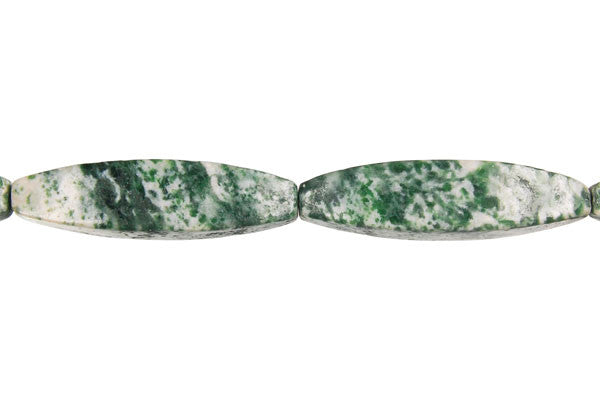 Green Spot Agate Beads - Square Rice - 10x40mm - 16-inch - unbranded beads for jewelry making