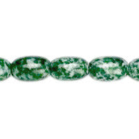 Green Spot Agate Beads - Drum - 6x9mm - 16-inch - unbranded beads for jewelry making