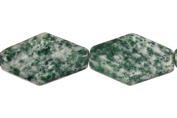 Green Spot Agate Beads - Diamond Nugget - 20x30mm - 16-inch - unbranded beads for jewelry making