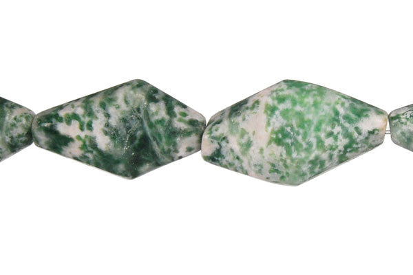 Green Spot Agate Beads - Diamond Nugget - 15x25mm - 16-inch - unbranded beads for jewelry making