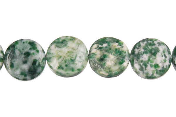 Green Spot Agate Beads - Coin - 12x12mm - 16-inch - unbranded beads for jewelry making