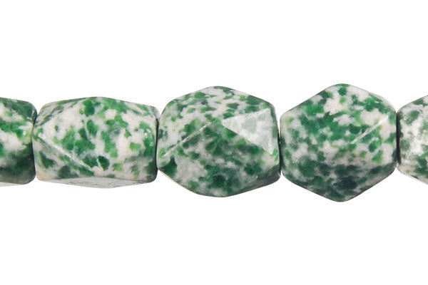 Green Spot Agate Beads - Faceted Nugget - 10x14mm - 16-inch - unbranded beads for jewelry making