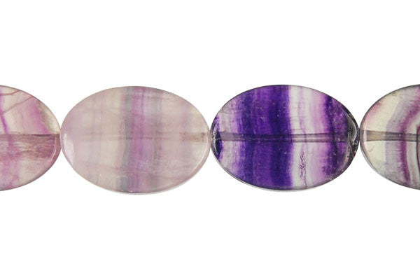 Fluorite Beads - Flat Oval - 13x18mm - 16-inch - unbranded beads for jewelry making