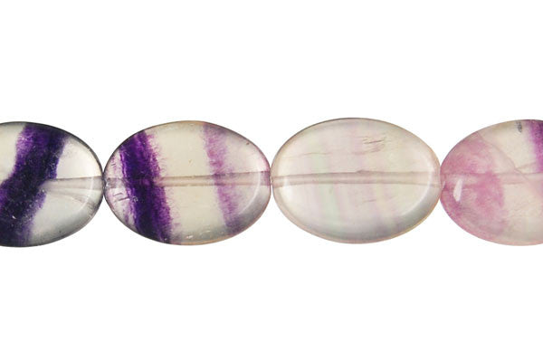 Fluorite Beads - Flat Oval - 12x16mm - 16-inch - unbranded beads for jewelry making