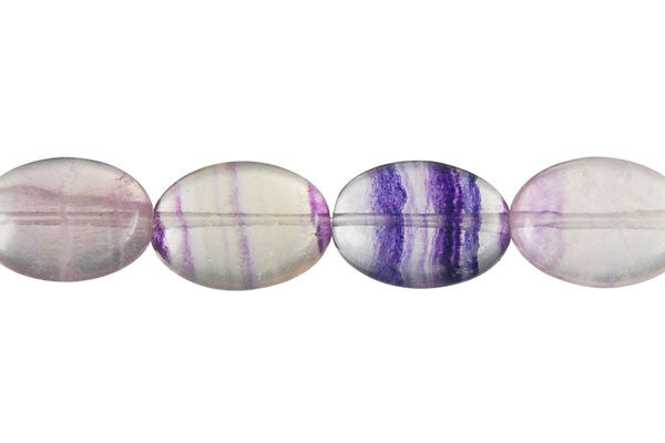 Fluorite Beads - Flat Oval - 10x14mm - 16-inch - unbranded beads for jewelry making