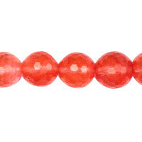 Cherry Quartz Beads - Faceted Round - 14mm - 16-inch - unbranded beads for jewelry making